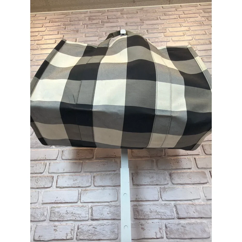 Christian Dior FW 2019 Large Canvas Buffalo Check Tote Black Cream Good - Picture 4 of 10